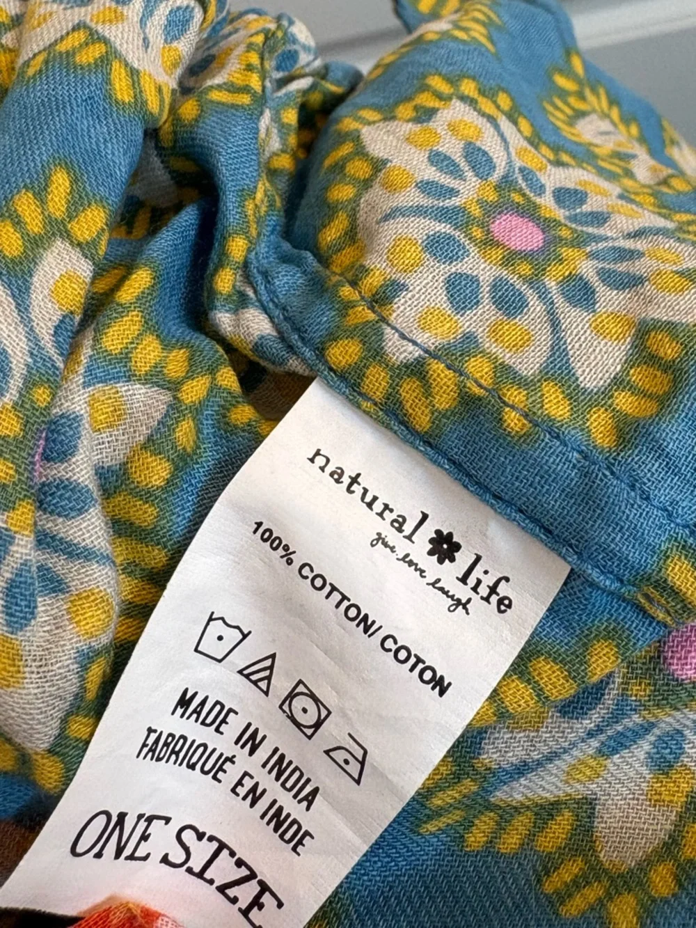 Natural Life Reversible Floral Wrap Skirt in Teal and Orange One Size - Picture 7 of 8